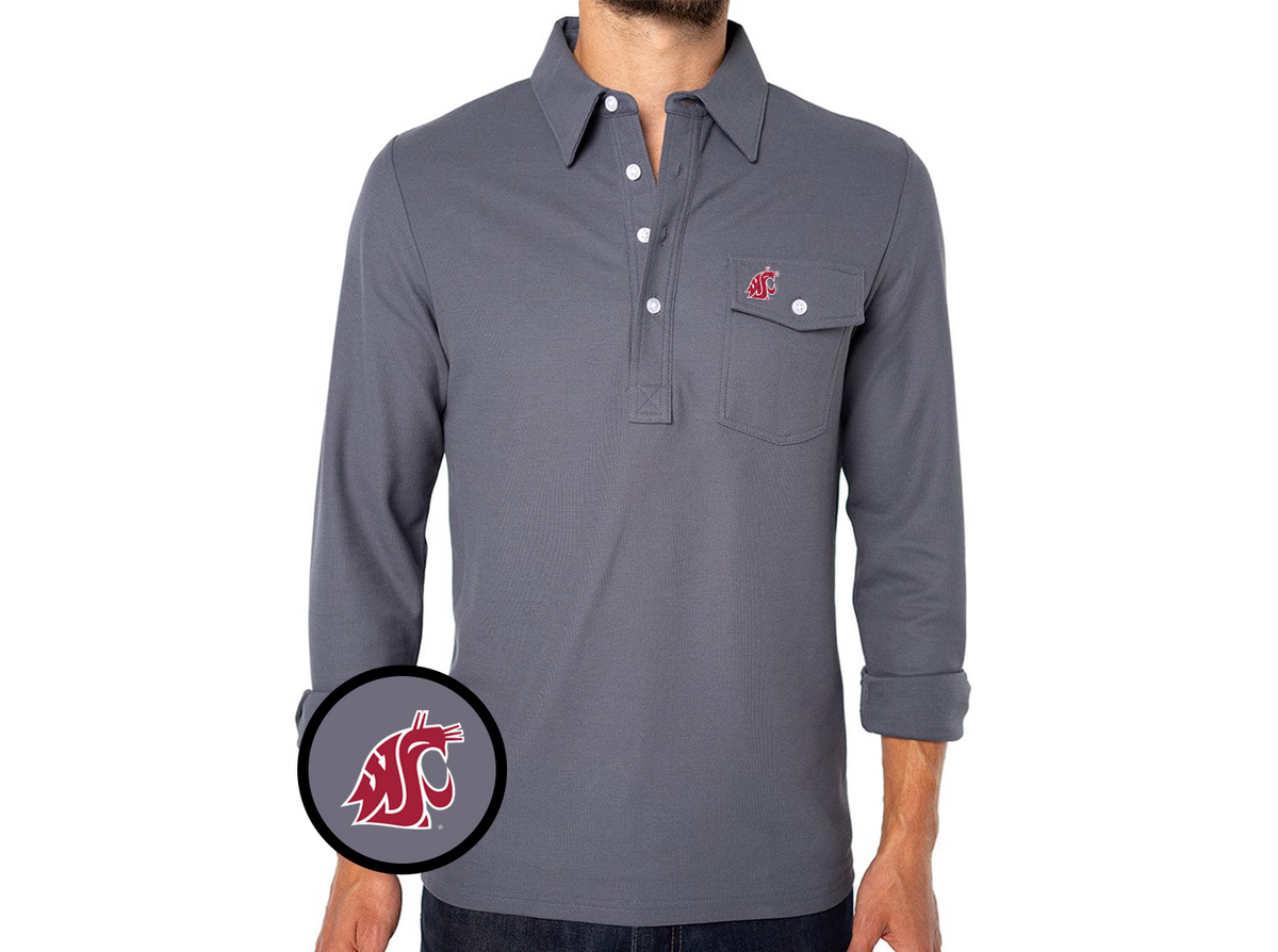 Washington State - Coach's Long Sleeve Players Shirt - Cougar - Blue Steel