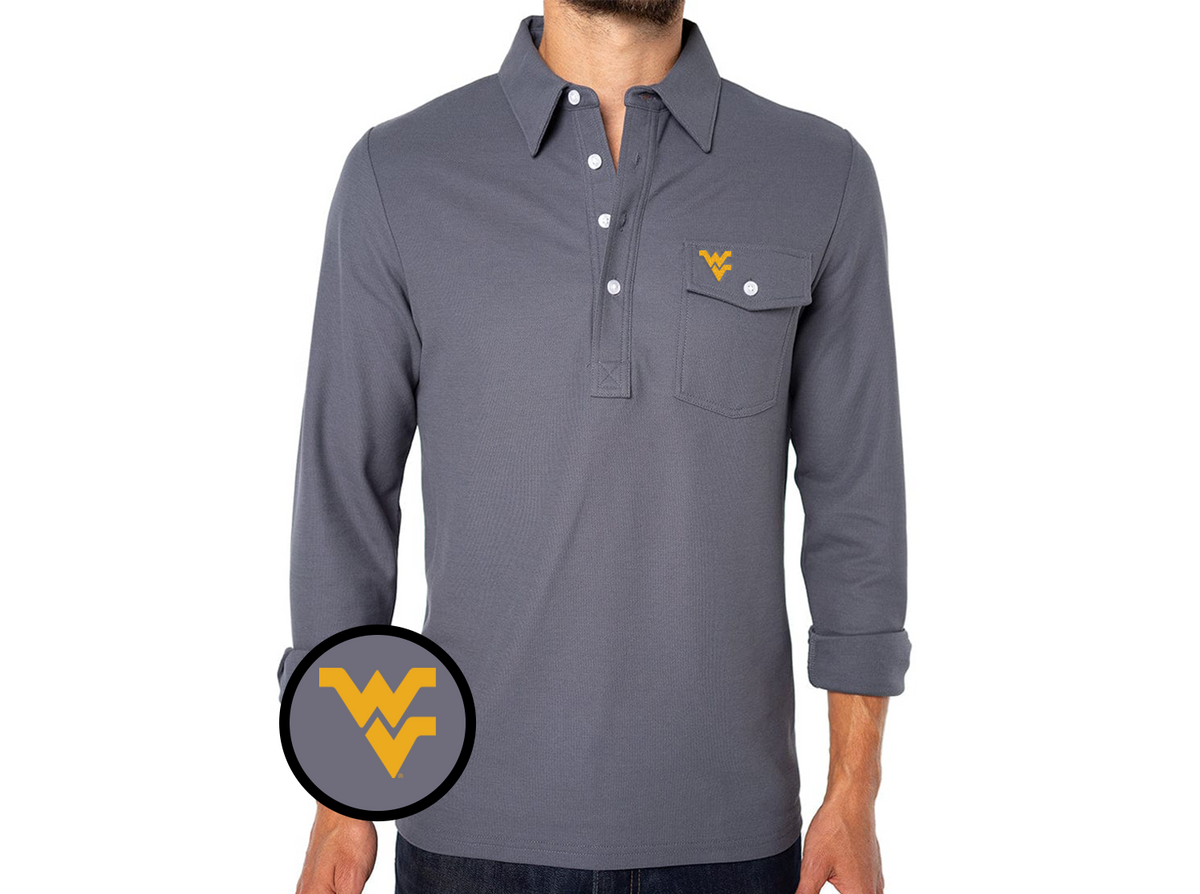 West Virginia - Coach's Long Sleeve Players Shirt - WV - Blue Steel