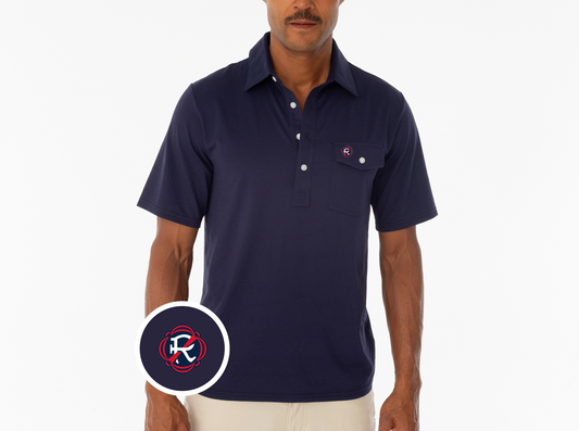 Criquet New England Revolution in Coaches Players Shirt, Simple Badge, Navy, view 1