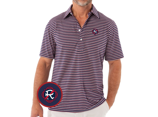 Criquet New England Revolution in Range Polo, Simple Badge, Davis Stripe, Navy / Red, view 1