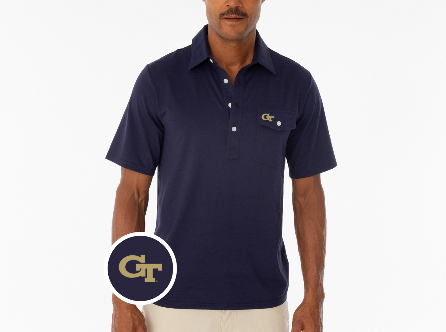 Georgia Tech - Coach's Players Shirt - GT No Outline - Navy