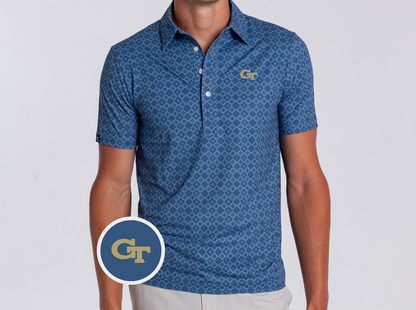 Georgia Tech - Sport Range polo - GT No Outline - Durango Print Blue