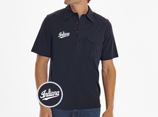 Indiana - Retro Coach's Shirt - Indiana Script - Black