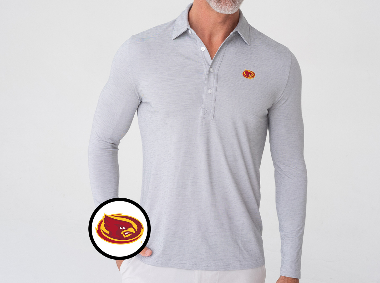Iowa State - Brrr Long Sleeve Range Polo - Cardinal - Silverado
