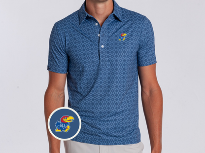 Kansas - Sport Range Polo - Jayhawk - Durango Print Blue