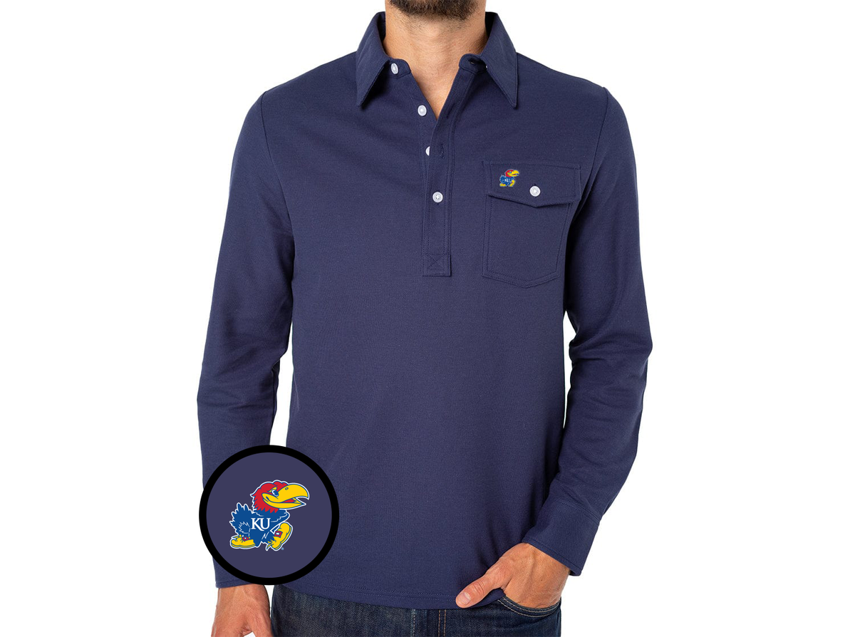 Kansas - Coach's Long Sleeve Players Shirt - Jayhawk - Peacoat