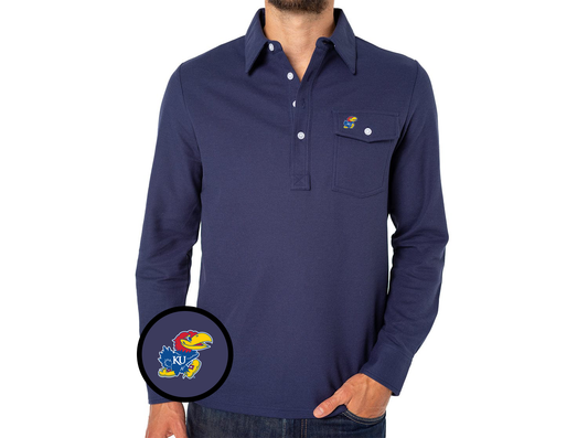 Kansas - Coach's Long Sleeve Players Shirt - Jayhawk - Peacoat