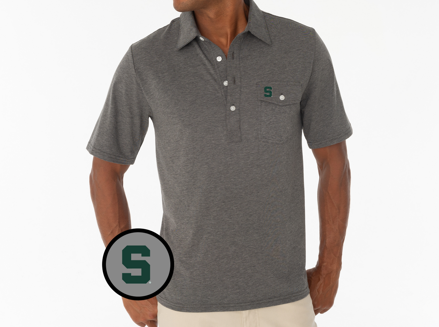 Michigan State - Coach's Players Shirt - S - Heather Grey