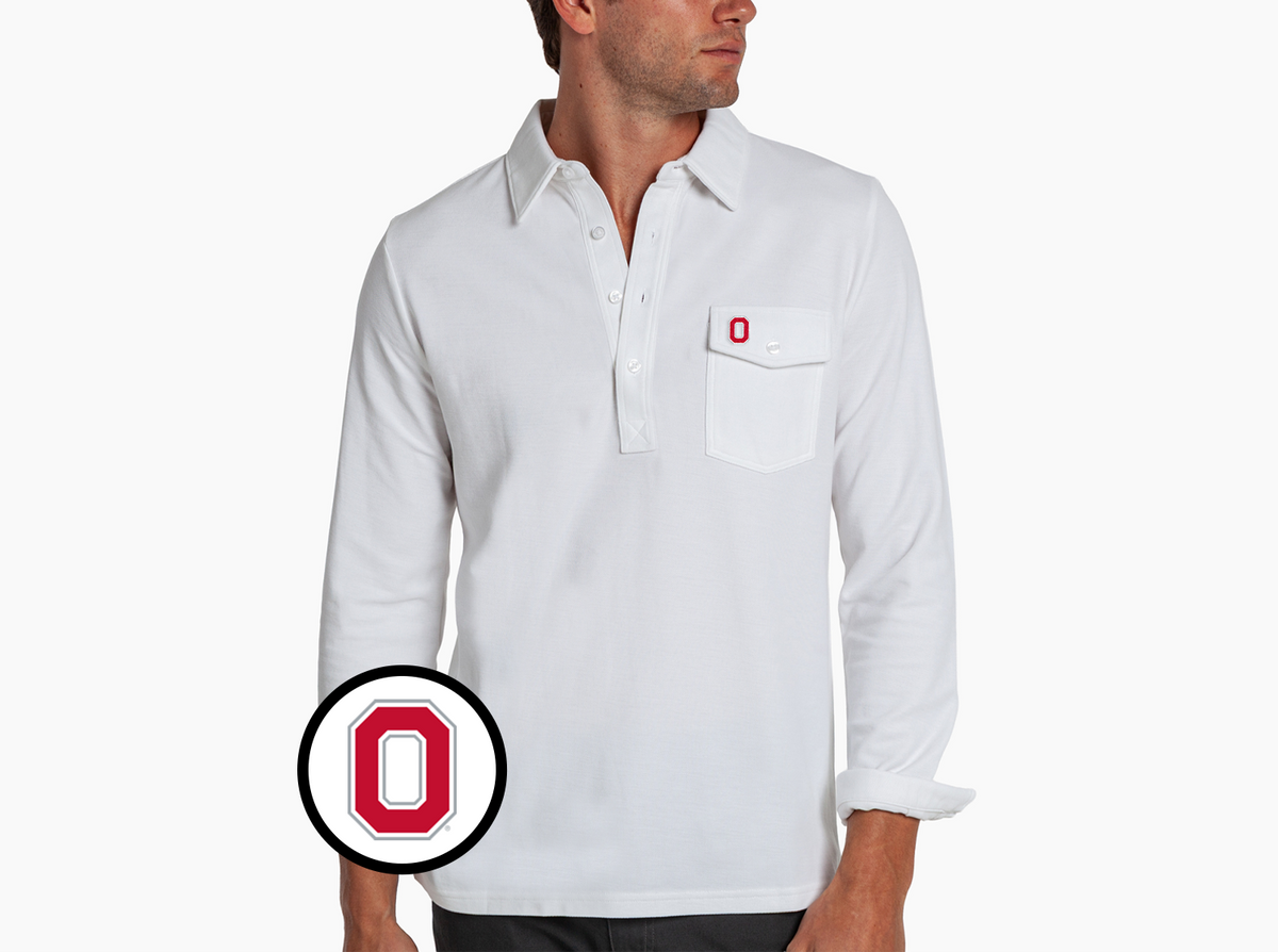 Ohio State - Coach's Long Sleeve Players Shirt - O - White