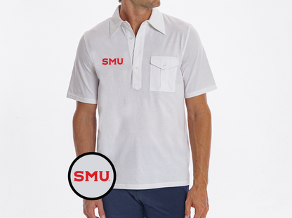 SMU - Retro Coach's Players Shirt - SMU Text - White