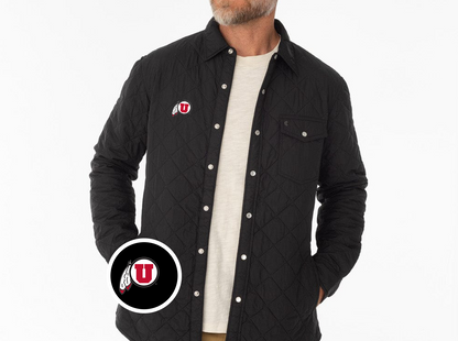 Utah - Quilted Shacket - Circle & Feather - Black