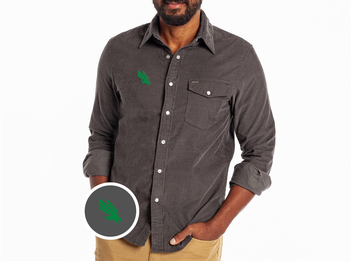 Criquet University of North Texas in Corduroy Pearlsnap, Eagle, Charcoal, view 1