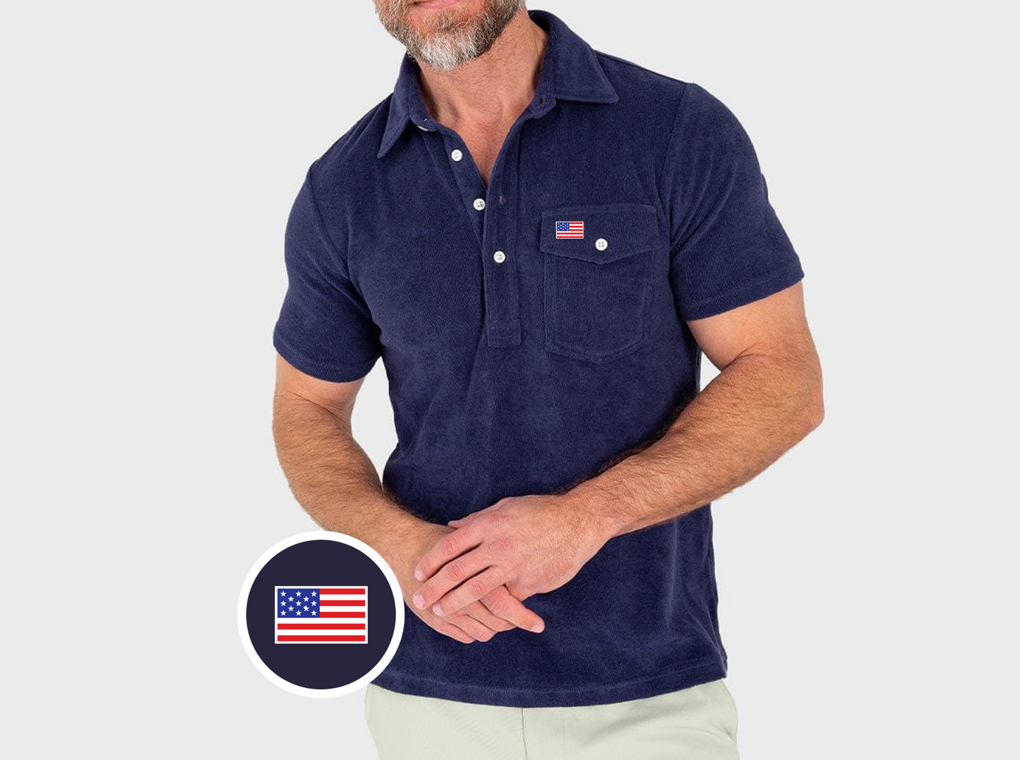 Limited Edition Terrycloth Players Shirt - American Flag - Navy