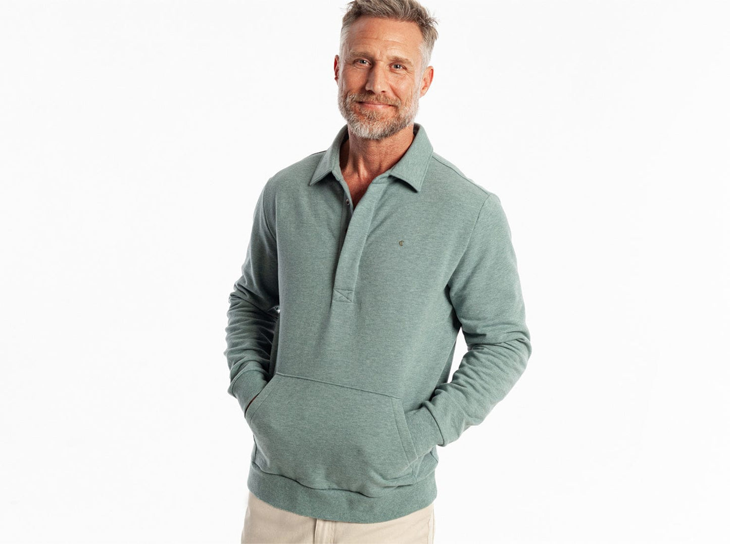 Collared Sweatshirt - Heather Lagoon