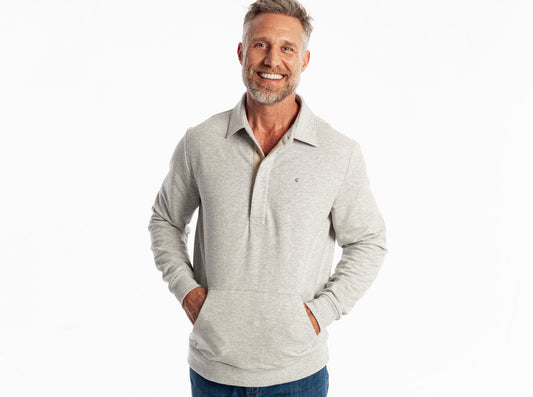 Collared Sweatshirt - Heather Light Gray