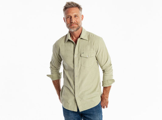 Corduroy Pearl Snap - Desert Sage