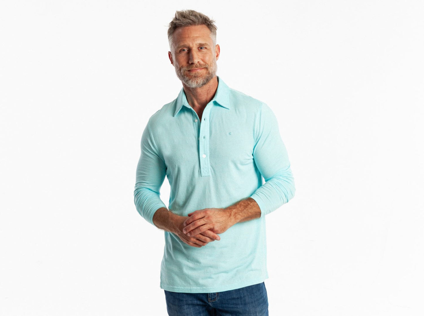 brrr° Long Sleeve Range Polo - Blue Lagoon