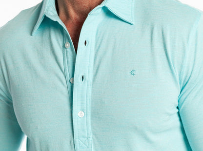 brrr° Long Sleeve Range Polo - Blue Lagoon
