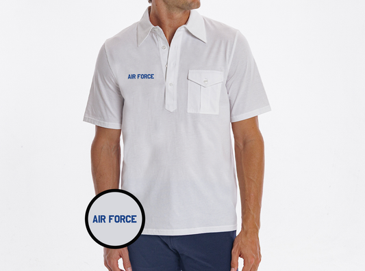 Air Force - Retro Coach's Shirt - Air Force Text - White