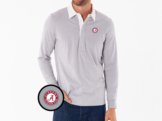 Alabama - Coach's Rugby Shirt - Badge - Grey Microstripe