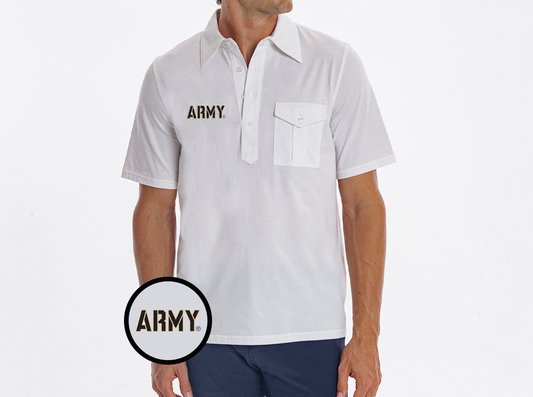 Army - Retro Coach's Shirt - Army Text - White