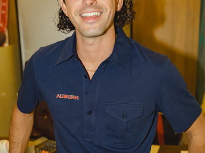 Auburn - Retro Coach's Players Shirt - Auburn Text - Navy