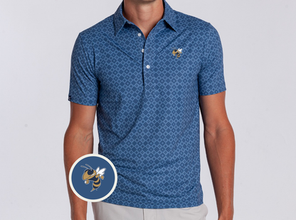 Georgia Tech - Sport Range Polo - Buzz - Durango Print Blue