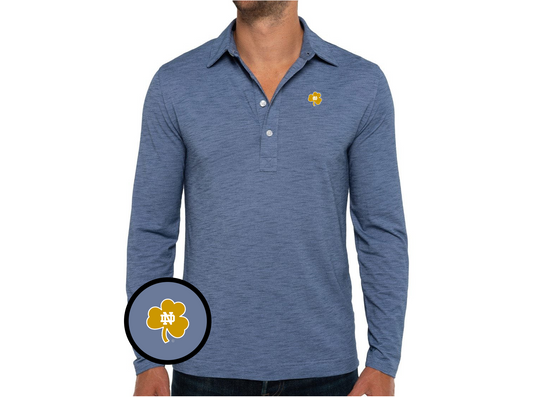 Notre Dame - Brrr Long Sleeve Range Polo - Shamrock - Riviera