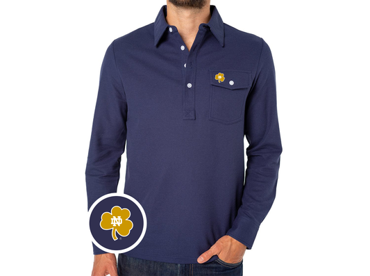 Notre Dame - Long Sleeve Players Shirt - Shamrock - Peacoat