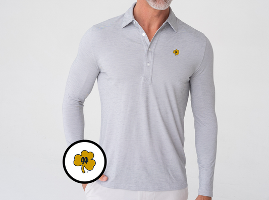 Notre Dame - Brrr Long Sleeve Range Polo - Shamrock - Silverado