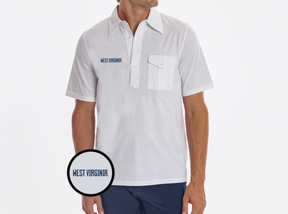 West Virginia - Retro Coach's Shirt - West Virginia Text - White