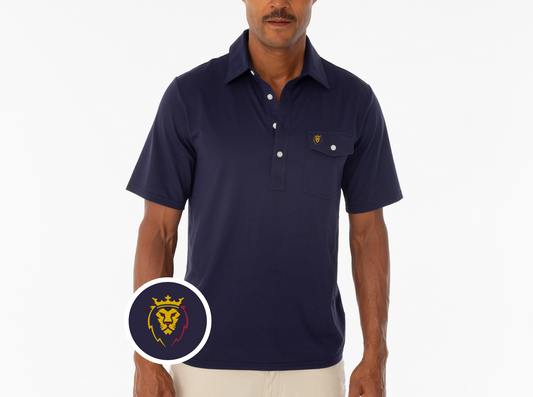 Criquet Real Salt Lake in Coaches Players Shirt, Lion, Navy, view 1