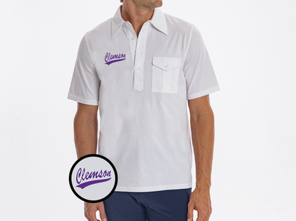 Clemson - Retro Coach's Players Shirt - Clemson Script - White