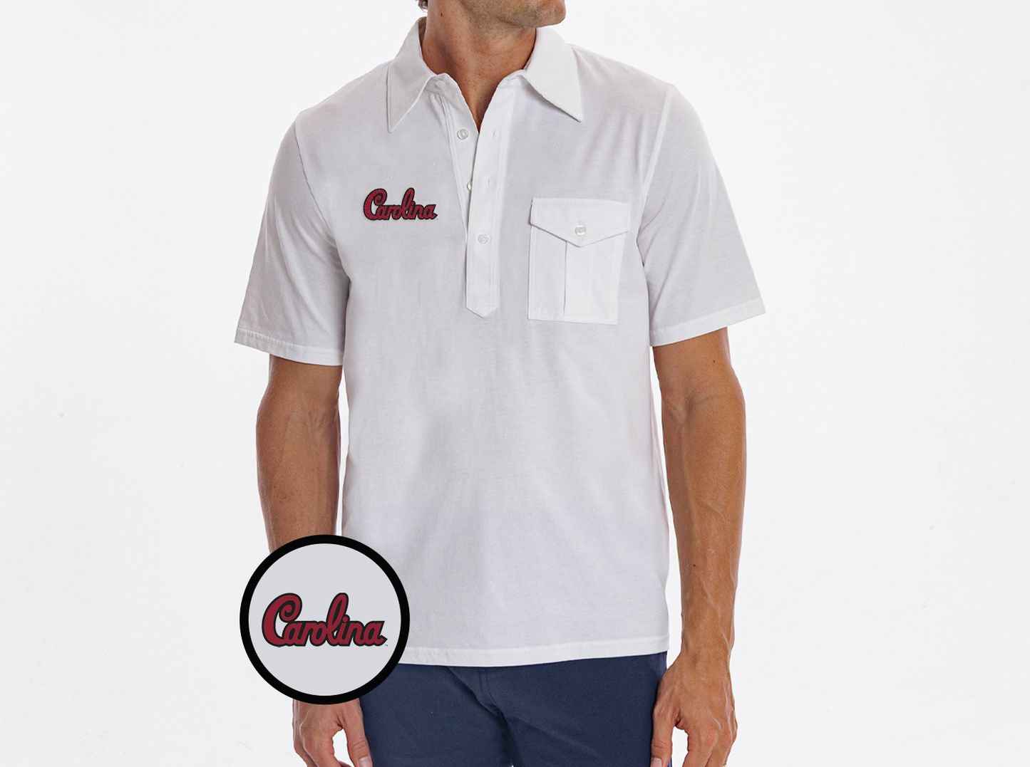 South Carolina - Retro Coach's Shirt - Carolina Script - White