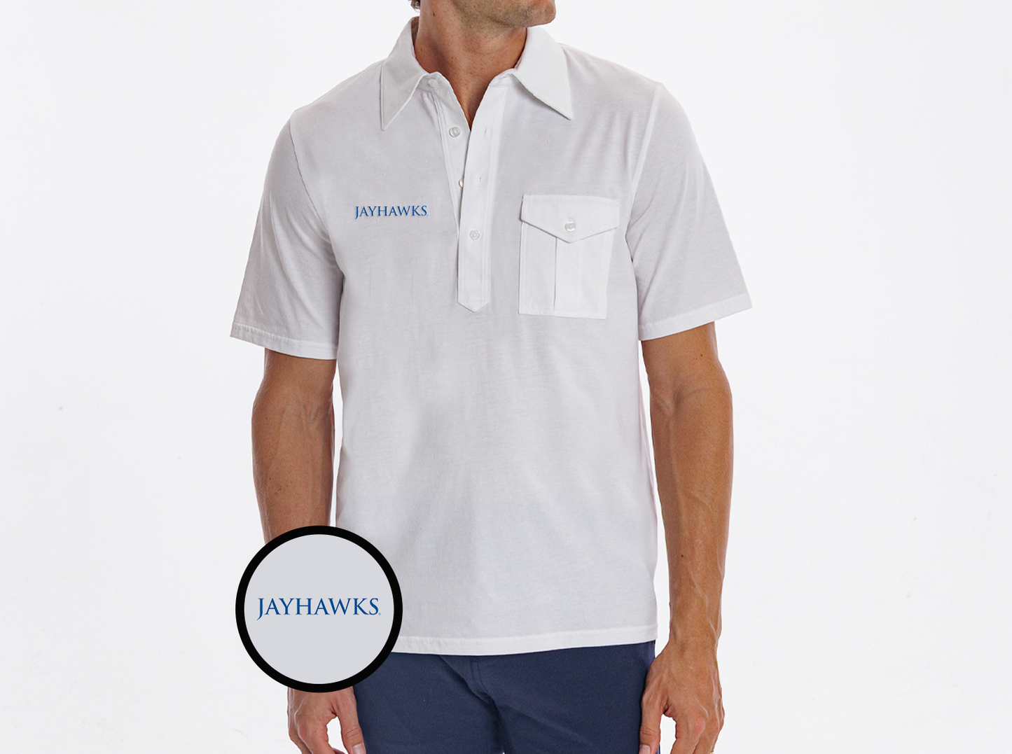 Kansas - Retro Coach's Shirt - Jayhawks Text - White