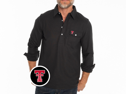 Texas Tech - Coach’s Long Sleeve Players Shirt - New Double T - Blackstone