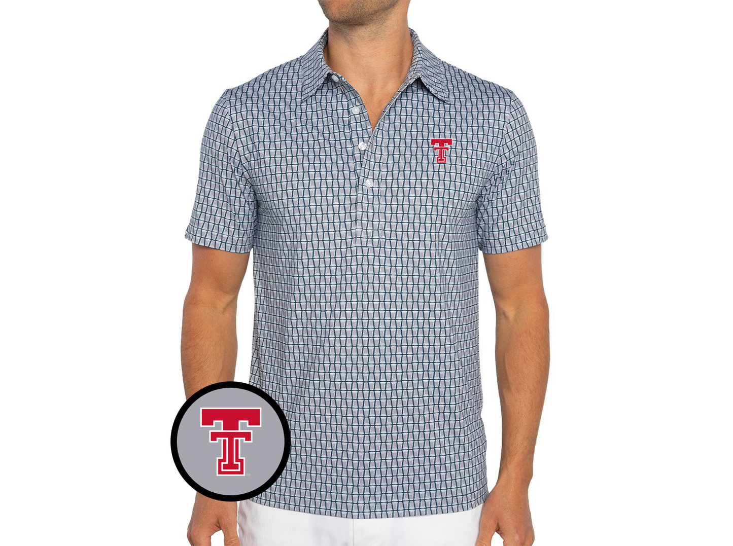 Texas Tech - Coach's Range Polo - New Double T - Solo Print Grey