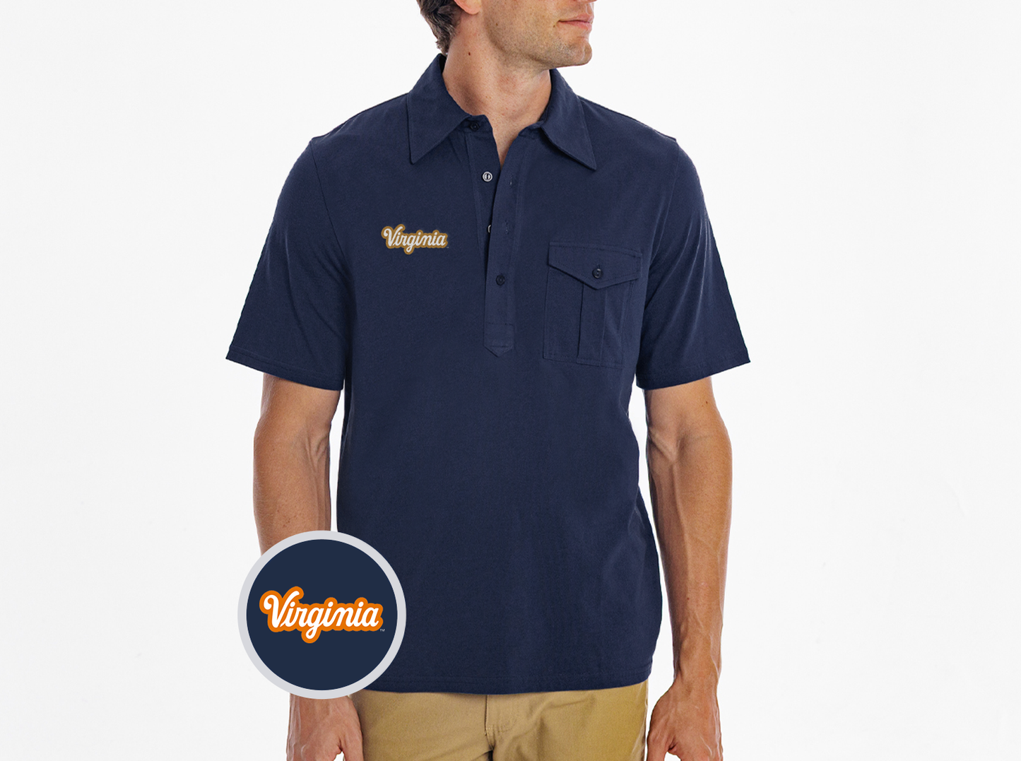 Virginia - Retro Coach's Players Shirt - Virginia Script - Navy