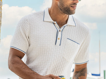 Bungalow Sweater Polo - White