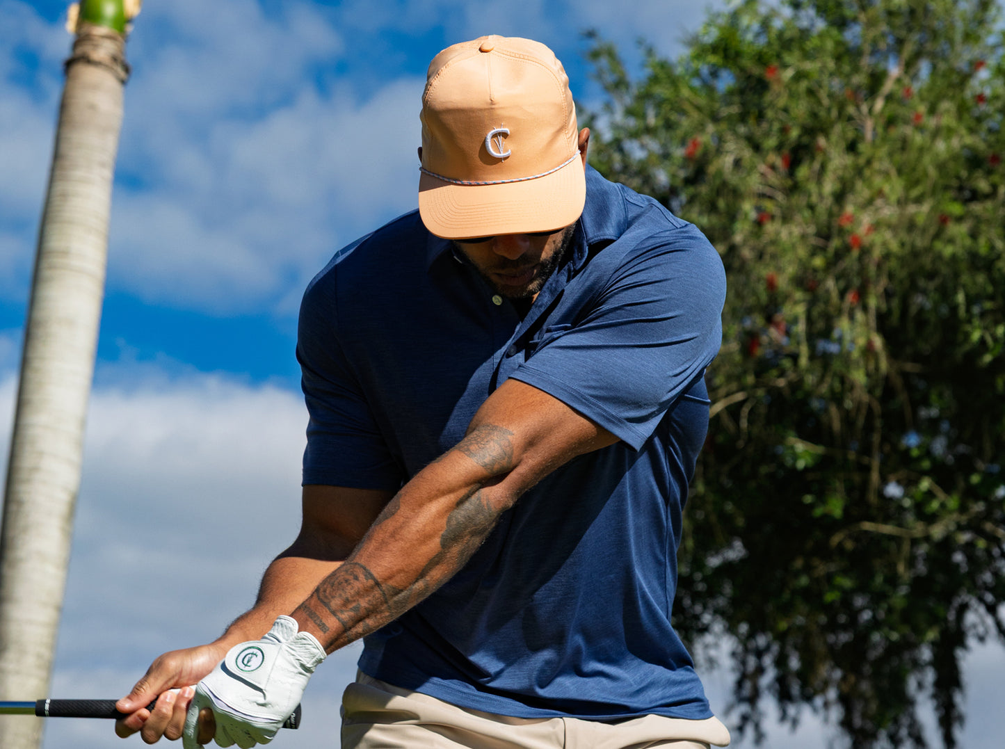 Throwback Hat - Grassy C - Peach Ripstop