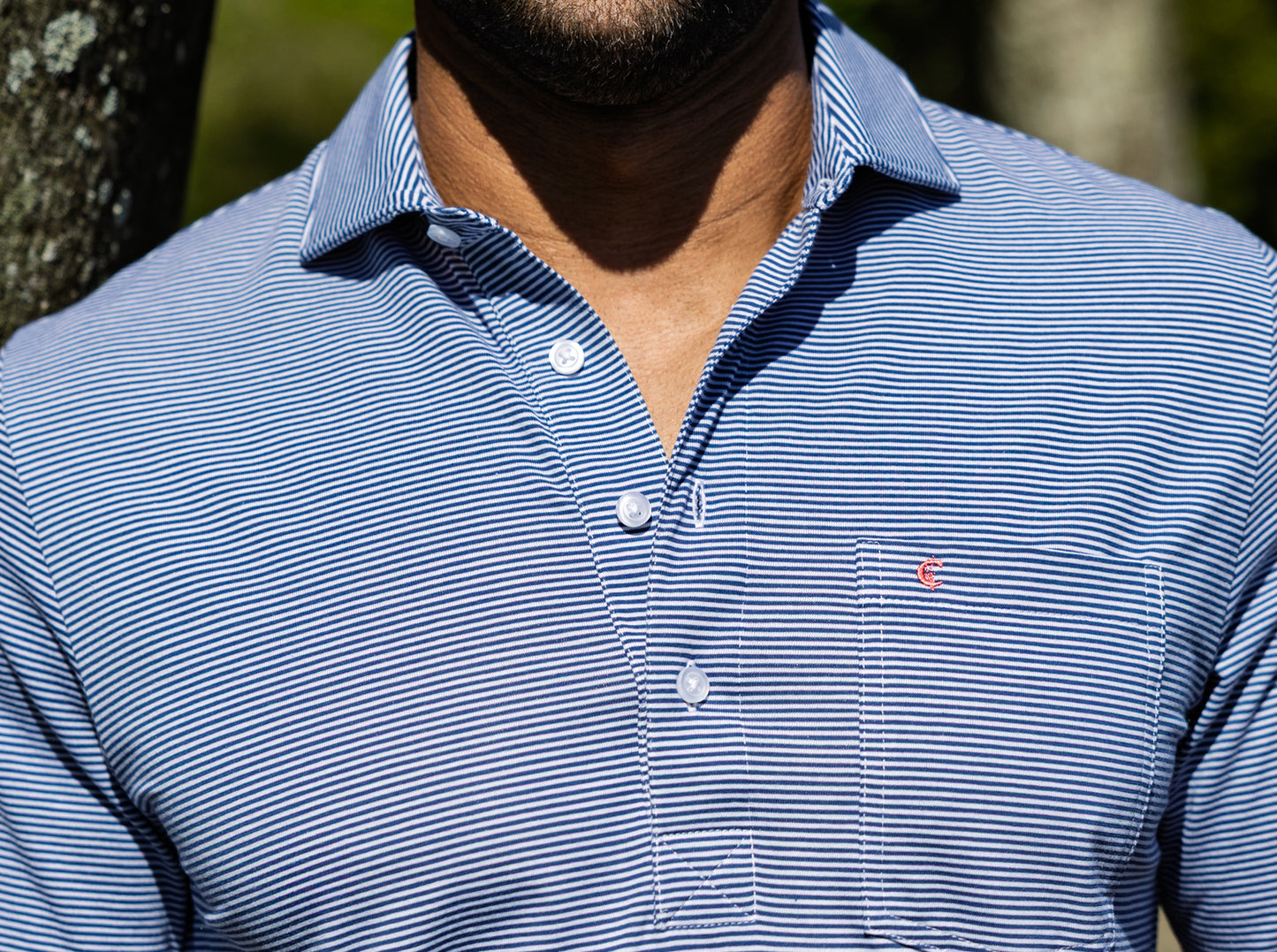 Spread Collar Polo - Hobby Stripe - Navy