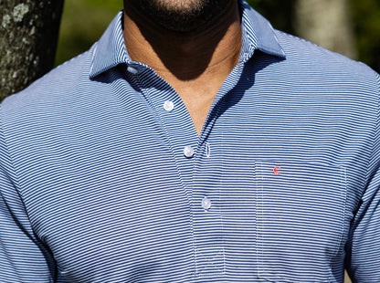 Spread Collar Polo - Hobby Stripe - Navy