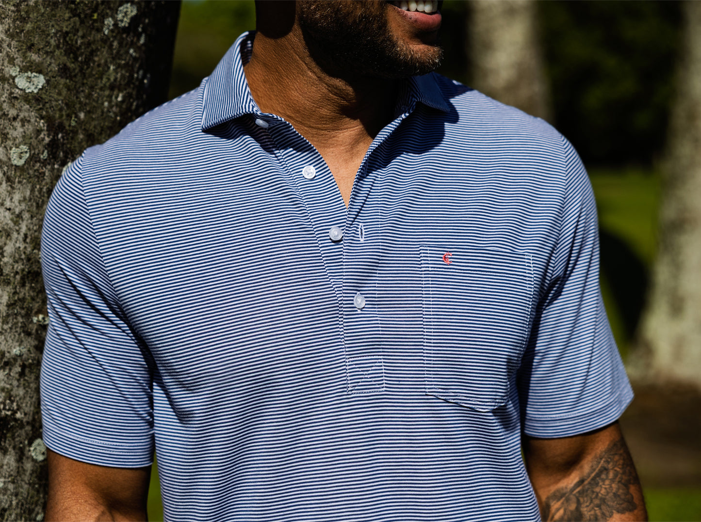 Spread Collar Polo - Hobby Stripe - Navy