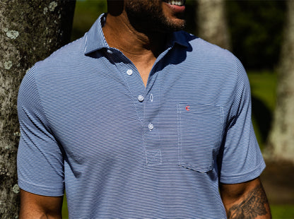 Spread Collar Polo - Hobby Stripe - Navy
