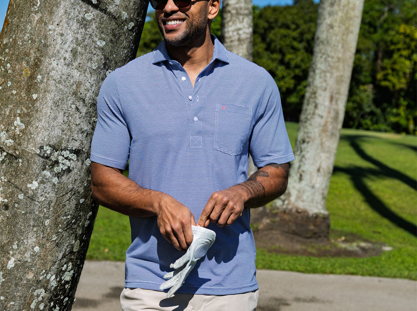 Spread Collar Polo - Hobby Stripe - Navy