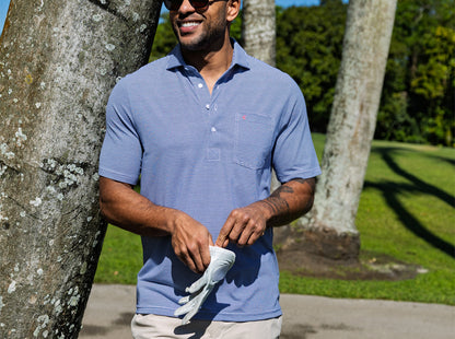 Spread Collar Polo - Hobby Stripe - Navy