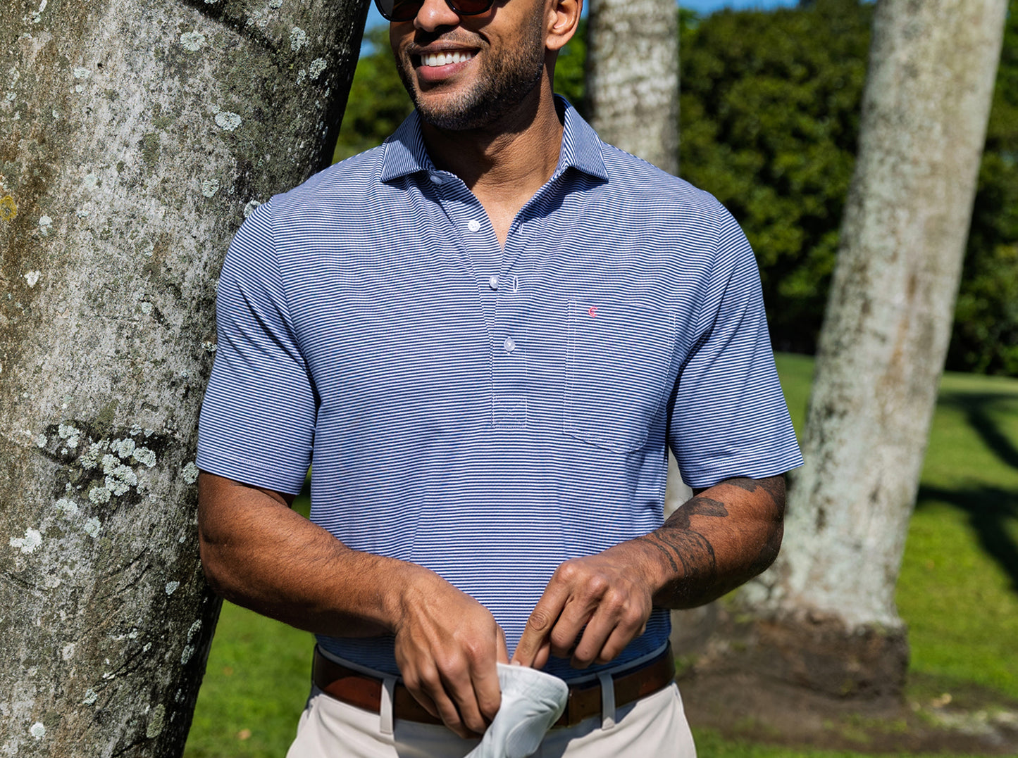Spread Collar Polo - Hobby Stripe - Navy