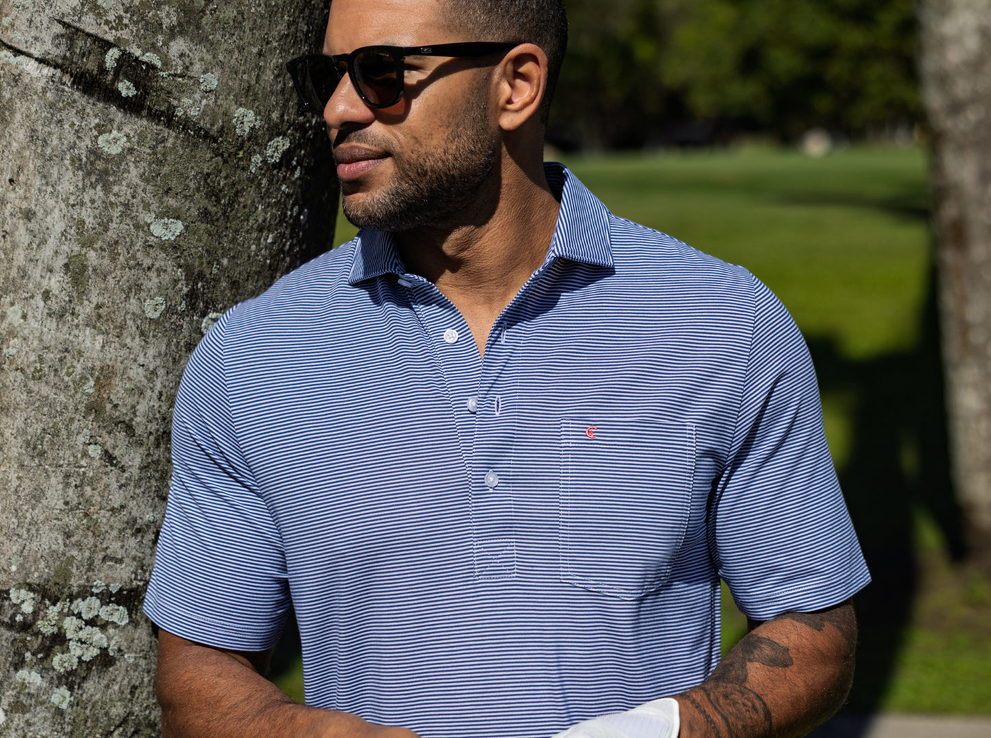 Spread Collar Polo - Hobby Stripe - Navy