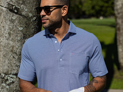 Spread Collar Polo - Hobby Stripe - Navy