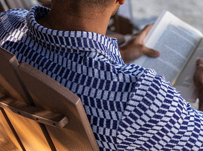 Terrycloth Players Shirt - Check Jacquard Blue